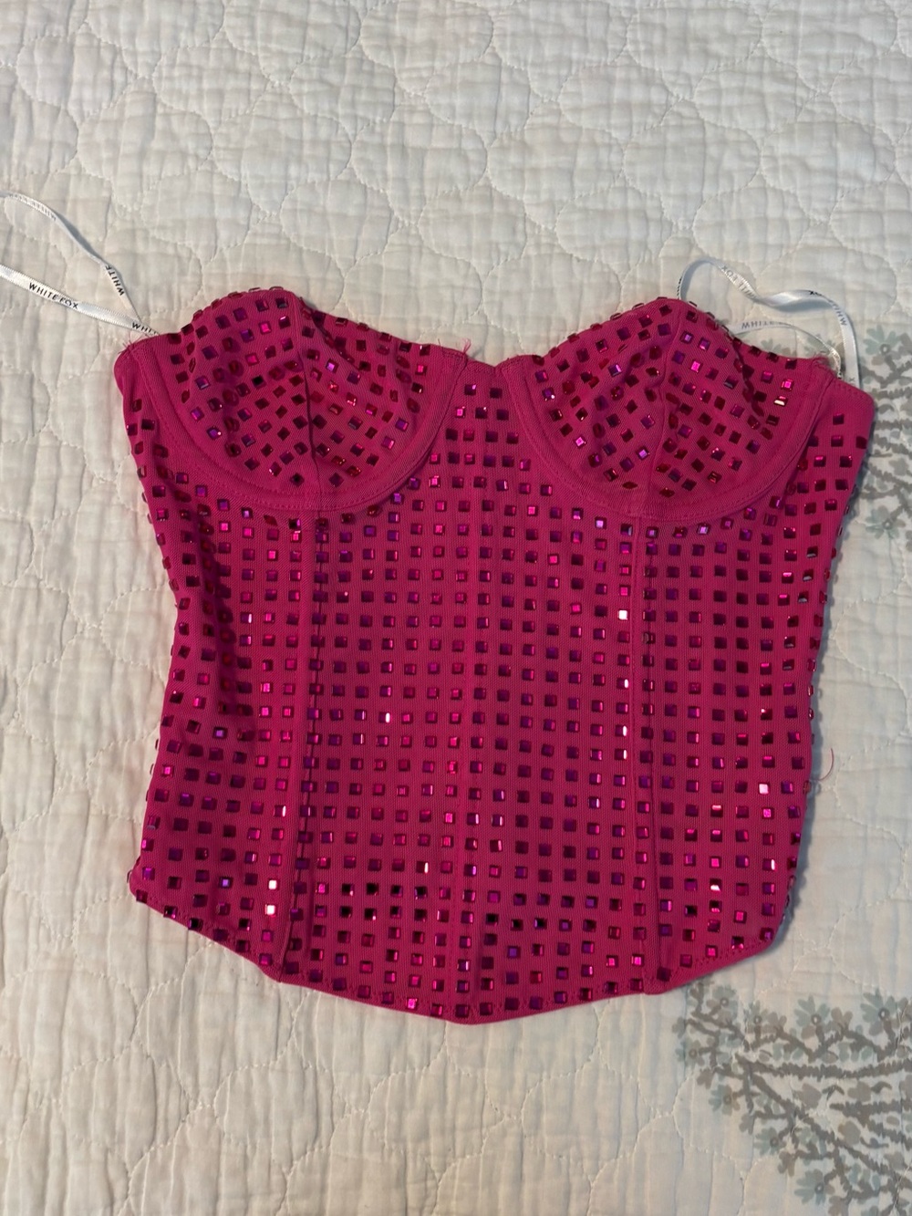 White fox Fuchsia Embellished Bustier Top